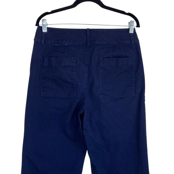 Loft Sz 10 Jayce Triple-Button Wide-Leg Pants High Rise Canvas Cotton Navy - Picture 5 of 16